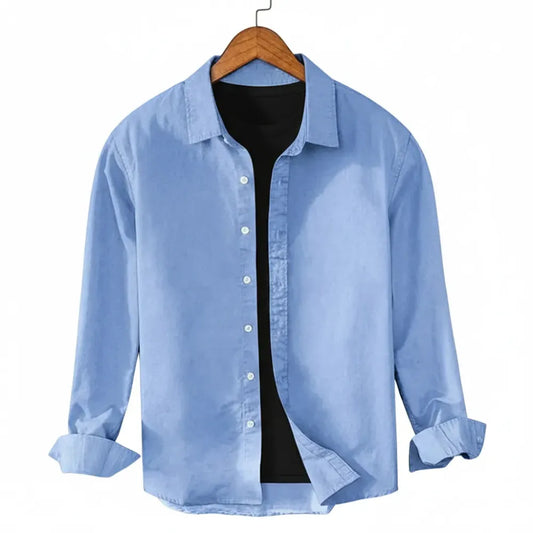 Men's Cotton Chambray Executive Shirt(Sky Blue)