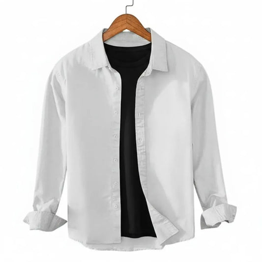 Men's Cotton Chambray Executive Shirt(White)