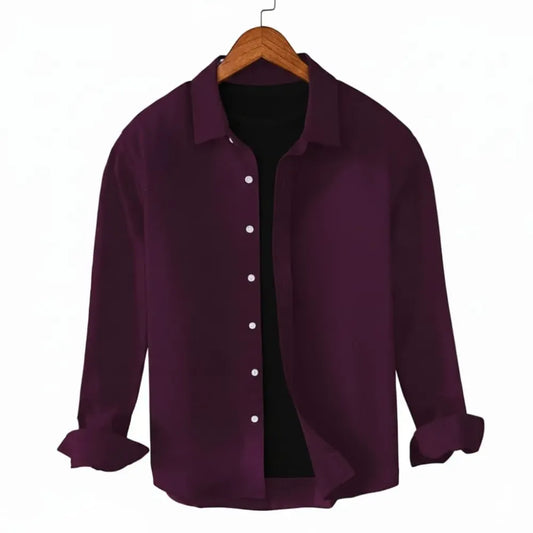 Men's Cotton Chambray Executive Shirt(Purple)