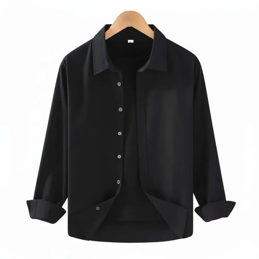 Men's Cotton Chambray Executive Shirt(Black)