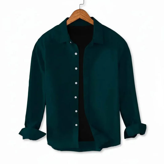 Men's Cotton Chambray Executive Shirt (Forest Green)