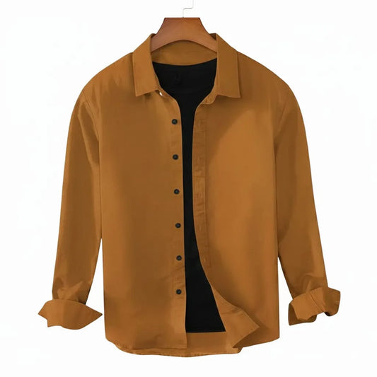 Men's Cotton Chambray Executive Shirt (Caramel Yellow)